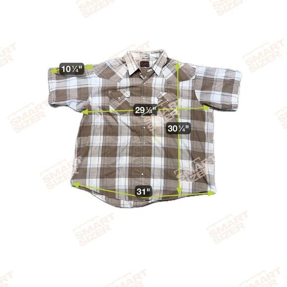 Plains Western Wear Big Man Plaid Button-Up Shirt 3X Brown & White Short Sleeve - Picture 5 of 5